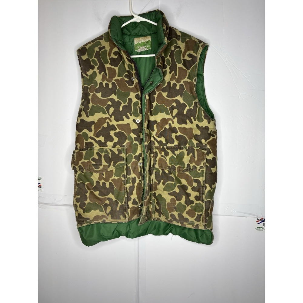 Vintage Twin Peaks Puffer Duck Camo Vest Men's M Outdoor USA Made - Picture 1 of 9